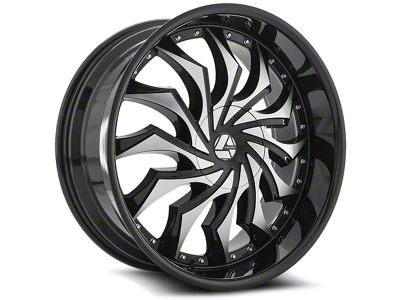 Azara AZA-515 Gloss Black and Machined Wheel; 22x9.5; 15mm Offset (20-25 Jeep Gladiator JT)