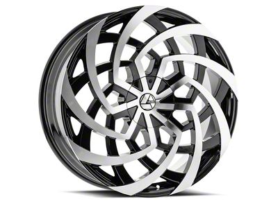 Azara AZA-521 Gloss Black and Machined Wheel; 26x9.5; 15mm Offset (20-25 Jeep Gladiator JT)