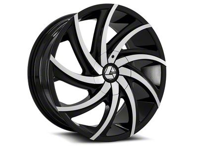 Azara AZA-503 Gloss Black and Machined Wheel; 22x8.5; 38mm Offset (87-95 Jeep Wrangler YJ)
