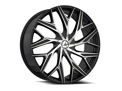 Azara AZA-527 Gloss Black and Machined 5-Lug Wheel; 22x8.5; 38mm Offset (05-15 Tacoma)