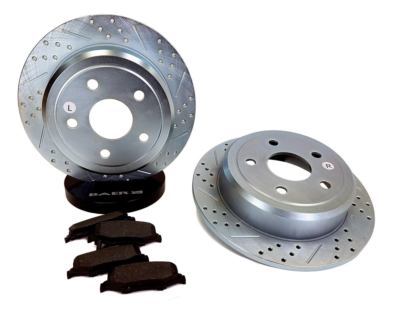 Baer Sport Jeep Wrangler Drilled and Slotted Brake Rotor and Pad Kit; Rear 530411274 (0718
