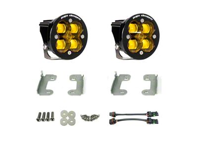 Baja Designs Squadron-R SAE LED Fog Light Pocket Kit; Amber (07-09 Jeep Wrangler JK w/ Standard Factory Bumper)