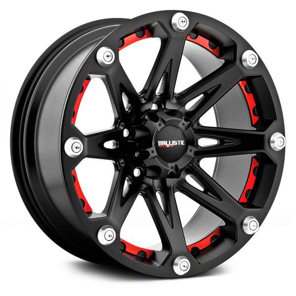 Ballistic Bronco Jester Flat Black 6-Lug Wheel; 18x9; 12mm Offset ...