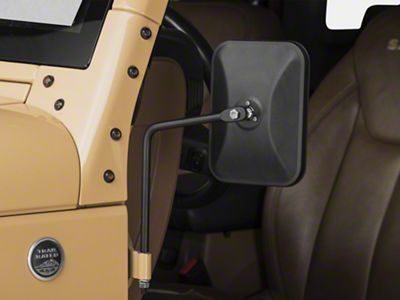Barricade Rectangular Adventure Mirrors; Textured Black (66-25 Jeep CJ5, CJ7, Wrangler YJ, TJ, JK & JL)
