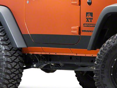 SEC10 BodyShield Rocker Panel Decal; Textured Black (07-18 Jeep Wrangler JK 2-Door)
