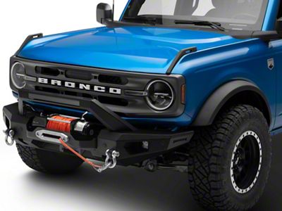 Barricade HD Plate Style Full Width Front Bumper with Winch Mount and LED Fog Lights (21-25 Bronco, Excluding Raptor)