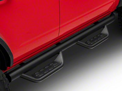 Barricade Tubular Drop Steps; Fine Textured Black (21-25 Bronco 4-Door)