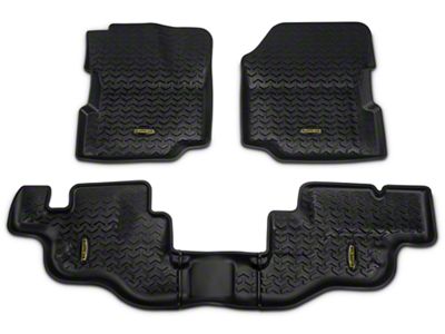 Barricade Front and Rear Floor Mats; Black (87-95 Jeep Wrangler YJ)