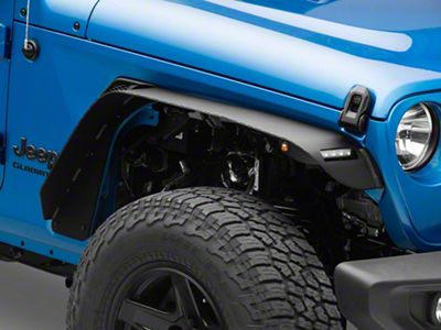 Barricade HD Flat Fender Flares with LED DRL and Turn Signal; Front (20-25 Jeep Gladiator JT)
