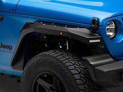 Barricade X-Series Fender Flares with LED DRL and Marker Lights; Black Inserts; Front (20-25 Jeep Gladiator JT)