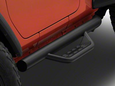 Barricade Tubular Drop Steps; Fine Textured Black (18-25 Jeep Wrangler JL 2-Door)