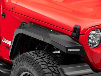 Barricade X-Series Fender Flares with LED DRL and Marker Lights; Black Inserts (18-25 Jeep Wrangler JL)