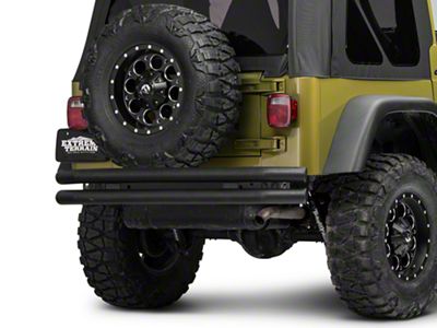 Barricade Double Tubular Rear Bumper; Textured Black (76-06 Jeep CJ, Wrangler YJ & TJ)
