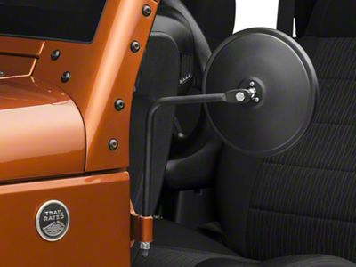 Barricade Round Adventure Mirrors; Textured Black (07-25 Jeep Wrangler JK & JL)