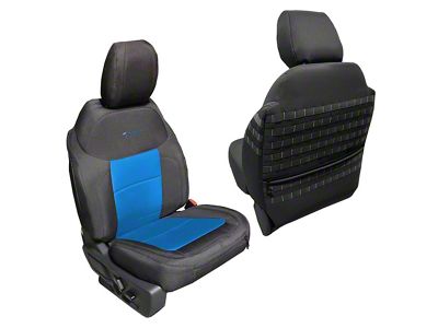 Bartact Tactical Series Front Seat Covers; Black/Blue (21-25 Bronco)
