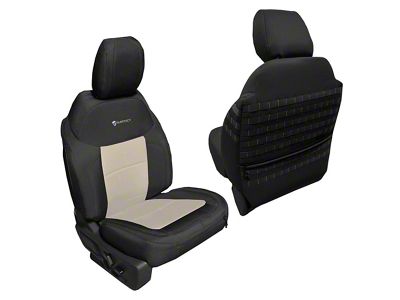 Bartact Tactical Series Front Seat Covers; Black/Khaki (21-25 Bronco)