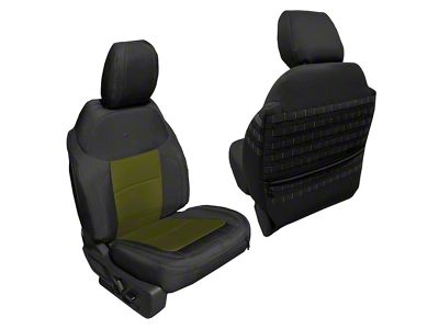 Bartact Tactical Series Front Seat Covers; Black/Olive Drab (21-25 Bronco)