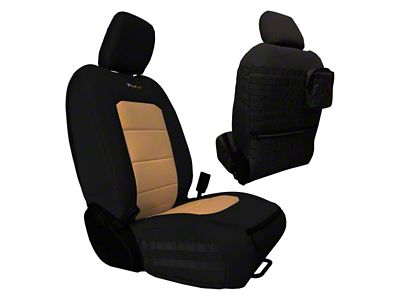 Bartact Tactical Series Front Seat Covers; Black/Khaki (20-25 Jeep Gladiator JT)