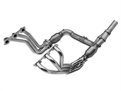 BBK 1-5/8-Inch Full-Length Long Tube Headers with Catted Y-Pipe; Polished Silver Ceramic (07-11 3.8L Jeep Wrangler JK)