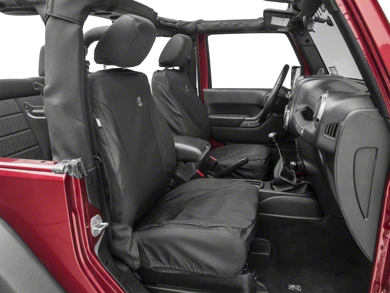 IGGEE Front Seat Covers – 2007-2010 Jeep Wrangler JK 4-Door – Black Faux Leather