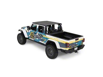 Bestop Header Extended Safari Cable Style Bikini Top; Black Diamond (20-25 Jeep Gladiator JT)
