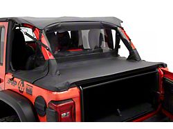 Bestop Header Extended Safari Cable Style Bikini Top; Black Diamond (24-25 Jeep Wrangler JL 4-Door w/ Soft Top Door Surrounds)