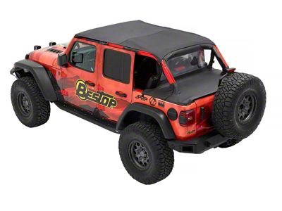Bestop Header Extended Safari Style Bikini Top; Black Diamond (24-25 Jeep Wrangler JL 4-Door)
