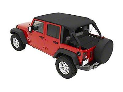 Bestop Header Safari Cable Style Bikini Top; Black Diamond (18-25 Jeep Wrangler JL 2-Door)