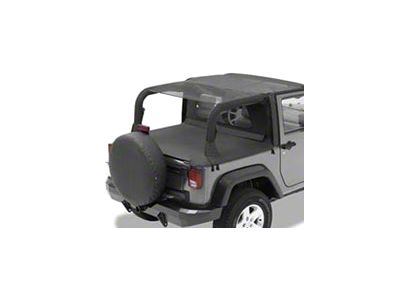 Bestop Safari-Style Header Bikini Top; Cable Style; Black Mesh (10-18 Jeep Wrangler JK 2-Door)
