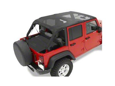 Bestop Safari-Style Header Bikini Top; Cable Style; Black Mesh (10-18 Jeep Wrangler JK 4-Door)
