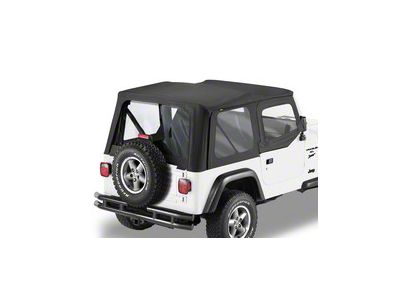 Bestop Sailcloth Replace-A-Top with Clear Windows; Black (88-95 Jeep Wrangler YJ w/ Steel Half Doors)