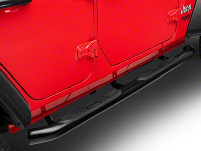 3-Inch Side Step Bars; Black (18-25 Jeep Wrangler JL 4-Door)