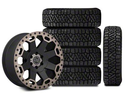 17x9 Black Rhino Warlord & 34in Kenda All-Terrain KLEVER A/T2 KR628 Tire Package; Set of 5 (21-25 Bronco, Excluding Raptor)