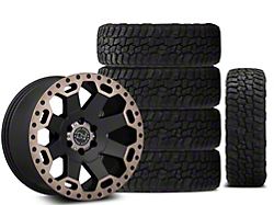 Black Rhino 17x9 Black Rhino Warlord & 34in Kenda All-Terrain KLEVER A/T2 KR628 Tire Package; Set of 5 (14-18 Silverado 1500)