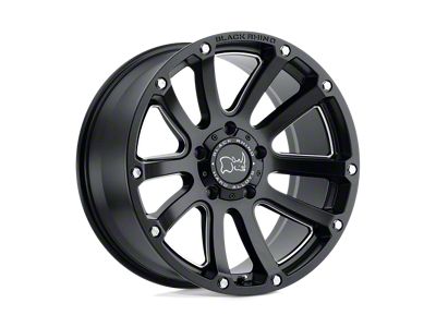 Black Rhino Highland Matte Black with Milled Spokes Wheel; 17x9.5; -12mm Offset (20-25 Jeep Gladiator JT)