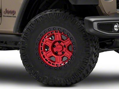 Black Rhino Reno Candy Red with Black Bolts Wheel; 17x9; -18mm Offset (20-25 Jeep Gladiator JT)