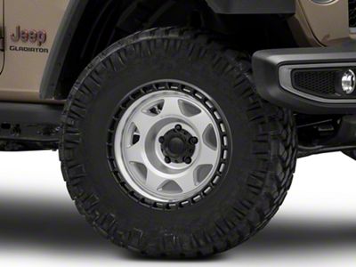 Black Rhino Voyager Silver Machined Face with Matte Black Lip Wheel; 17x8.5; 0mm Offset (20-25 Jeep Gladiator JT)