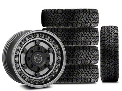 17x9.5 Black Rhino Armory & 34in BF Goodrich All-Terrain T/A KO Tire Package; Set of 5 (07-18 Jeep Wrangler JK)