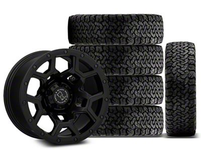 17x9.5 Black Rhino Overland & 34in BF Goodrich All-Terrain T/A KO Tire Package; Set of 5 (18-25 Jeep Wrangler JL)