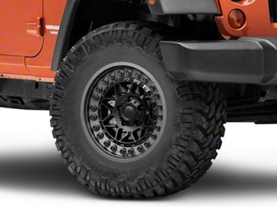 Black Rhino Alpha Matte Black with Gunmetal Lip Wheel; 17x9; 0mm Offset (07-18 Jeep Wrangler JK)