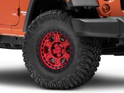 Black Rhino Reno Candy Red with Black Bolts Wheel; 17x9; -18mm Offset (07-18 Jeep Wrangler JK)