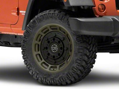 Black Rhino Warthog Matte Olive Dab Green with Black Center Wheel; 20x9.5; 2mm Offset (07-18 Jeep Wrangler JK)