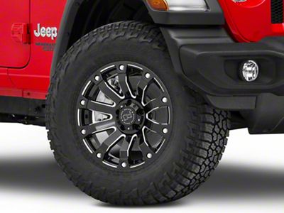 Black Rhino Selkirk Gloss Black Milled Wheel; 17x9; -12mm Offset (18-25 Jeep Wrangler JL)