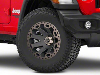 Black Rhino Warlord Matte Black with Machined Dark Tint Lip Wheel; 17x8; 30mm Offset (18-25 Jeep Wrangler JL)