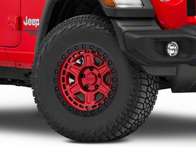 Black Rhino Reno Candy Red with Black Bolts Wheel; 17x9; -18mm Offset (18-25 Jeep Wrangler JL)