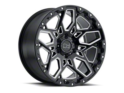 Black Rhino Shrapnel Gloss Black with Milled Spokes Wheel; 17x9.5; -18mm Offset (18-25 Jeep Wrangler JL)