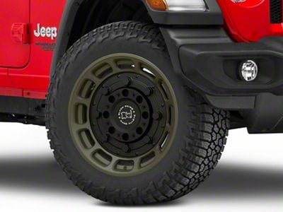 Black Rhino Warthog Matte Olive Dab Green with Black Center Wheel; 20x9.5; 2mm Offset (18-25 Jeep Wrangler JL)