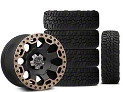 Black Rhino 17x9 Black Rhino Warlord & 35in Mickey Thompson All-Terrain Baja Boss A/T Tire Package; Set of 5 (18-26 Jeep Wrangler JL)