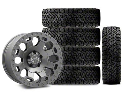 17x9 Black Rhino Warlord Wheel & 33in BF Goodrich All-Terrain T/A KO Tire Package; Set of 5 (07-18 Jeep Wrangler JK)