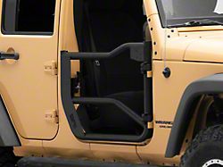 Body Armor 4x4 Front Tube Doors; Textured Black (07-18 Jeep Wrangler JK)